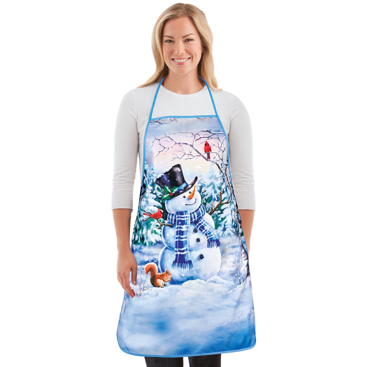 Collections Etc Charming Seasonal Winter Woods Snowman Kitchen Apron